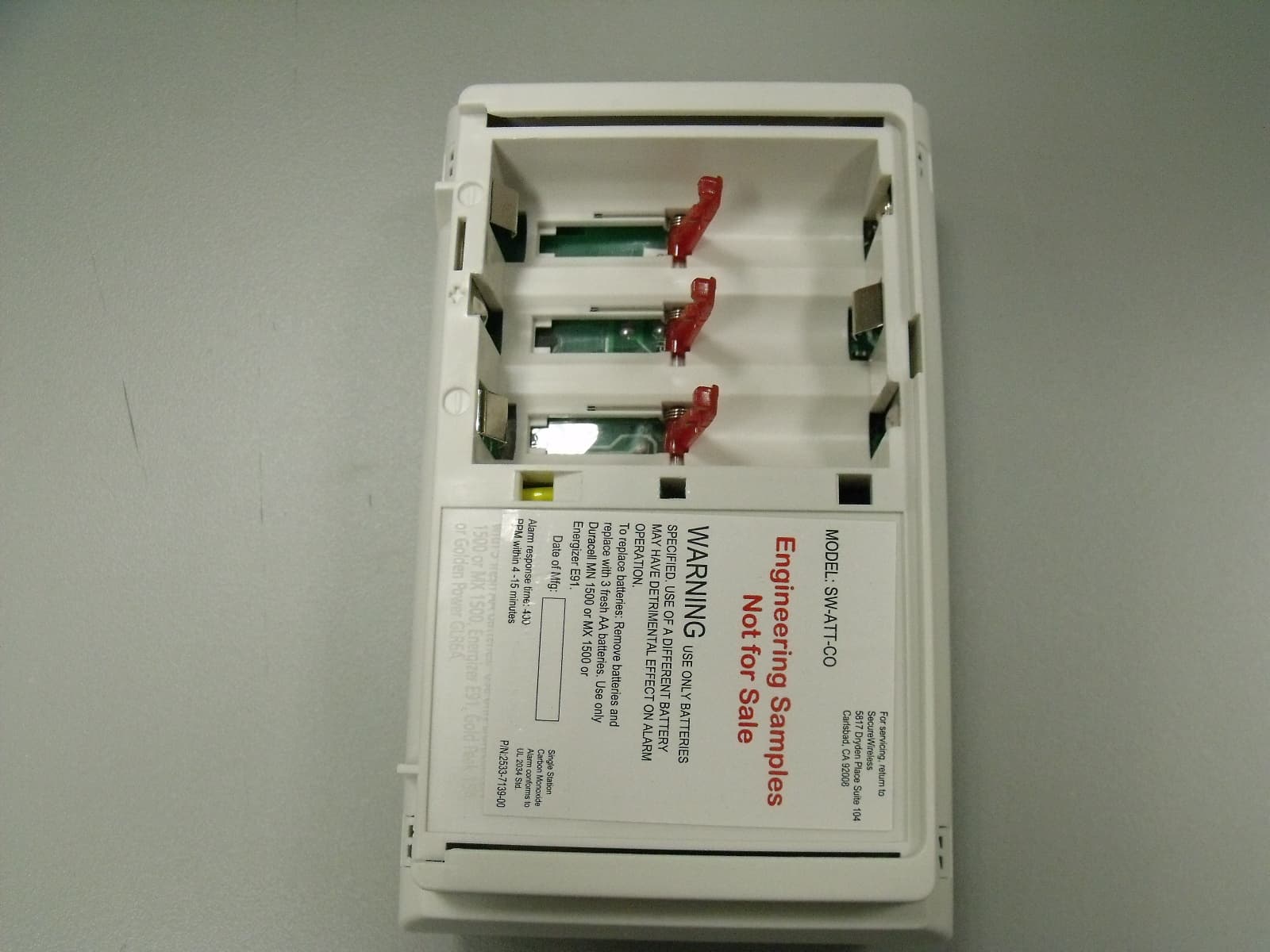 Wireless Carbon Monoxide Sensor - FCC ID QNP-433CO - Secure Wireless, Inc
