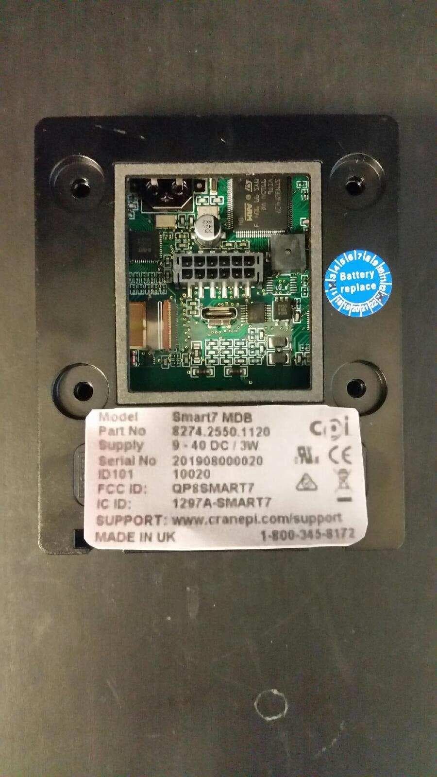 SMART7 Card Reader Bezel - FCC ID QP8SMART7 - Crane Payment Innovations