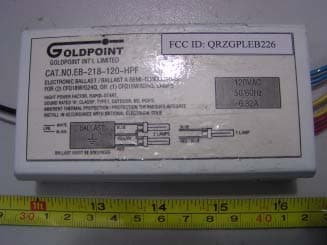 Electronics Ballast - FCC ID QRZGPLEB226 - Goldpoint Int'l Limited (2)