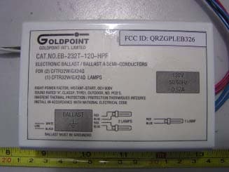 Electronics Ballast - FCC ID QRZGPLEB326 - Goldpoint Int'l Limited (2)