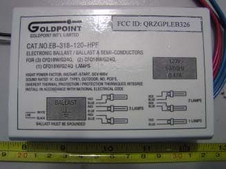 Electronics Ballast - FCC ID QRZGPLEB326 - Goldpoint Int'l Limited