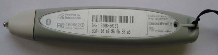 BarecodaPencil2 - Bluetooth Barcode Scanner - FCC ID QSHAIBP2 - XIRING SA