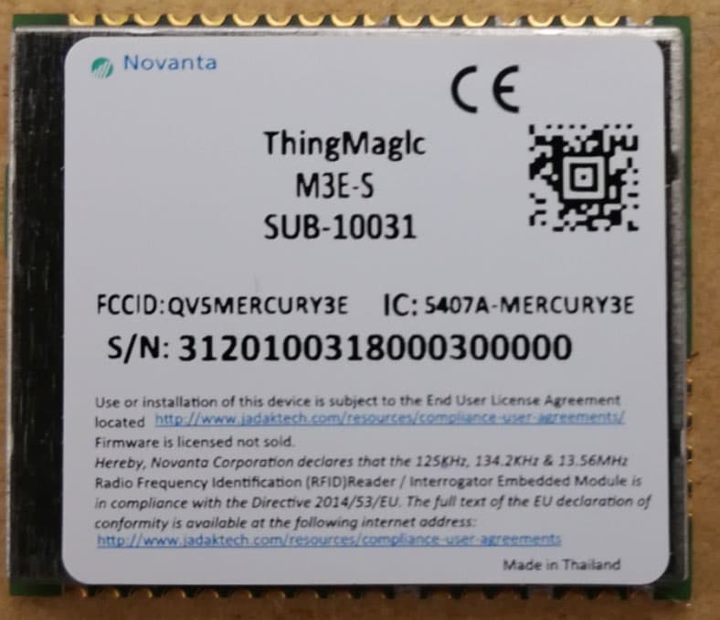M3E LF/HF Embedded RFID Module - FCC ID QV5MERCURY3E - JADAK, a business unit of Novanta Corporation