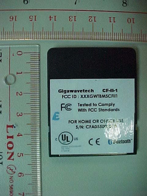 Bluetooth Compact Flash Card (Class 1) - FCC ID QXZCFPA-001 - Gigawavetech Pte Ltd (2)