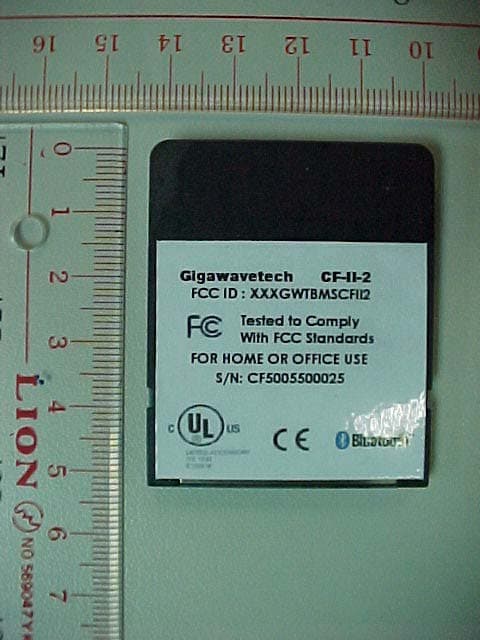 Bluetooth Compact Flash Card (Class 2) - FCC ID QXZCFSC-CL2 - Gigawavetech Pte Ltd (3)