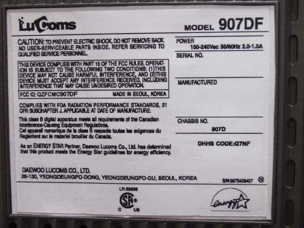 19" Color Monitor - FCC ID QZFCMC907DF - DAEWOO Lucoms Co., Ltd