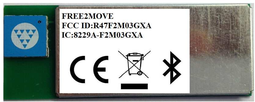 Bluetooth module - FCC ID R47F2M03GXA - Free2move AB (3)