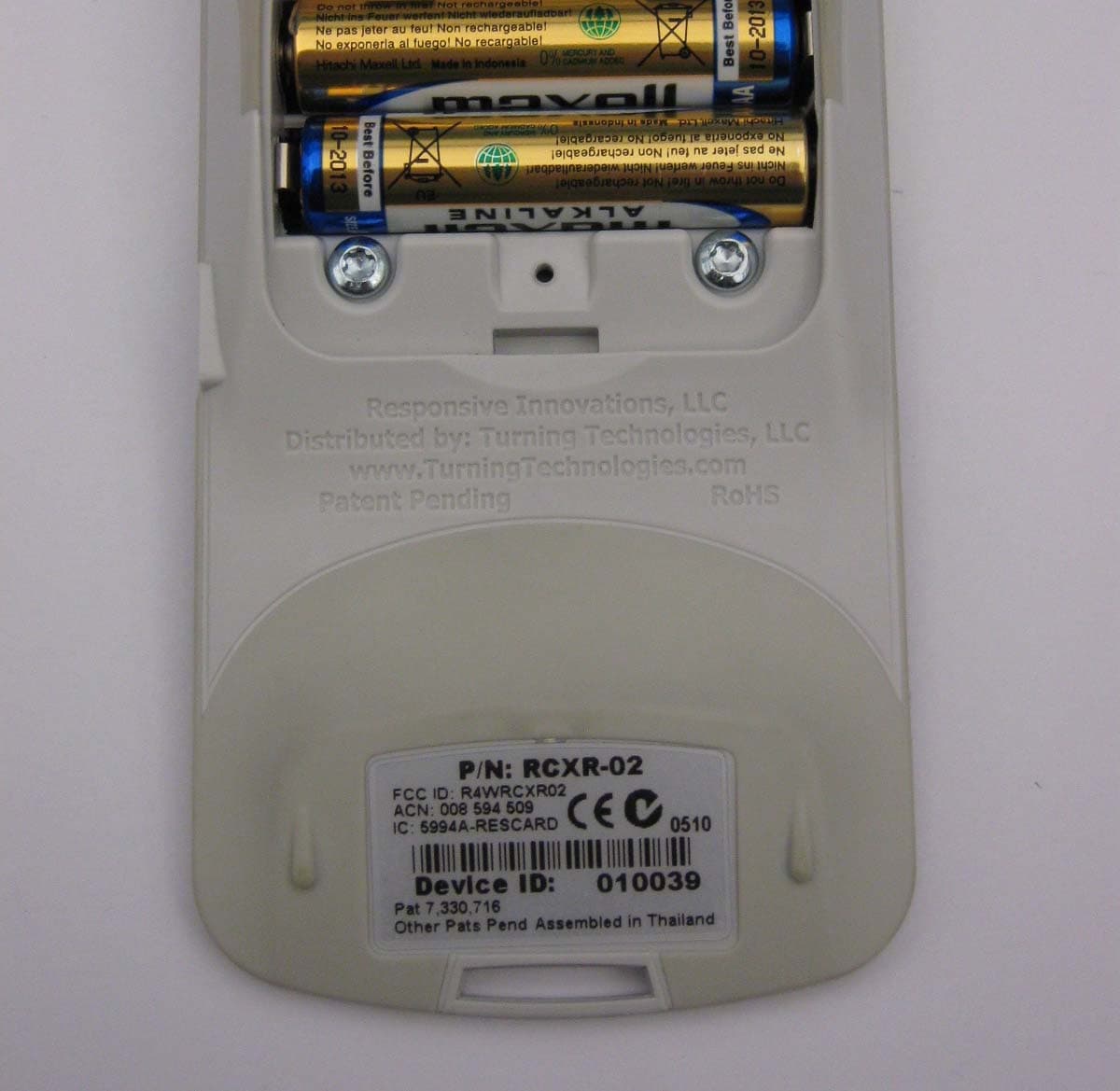 Response Card XR02 - FCC ID R4WRCXR02 - Turning Technologies, LLC