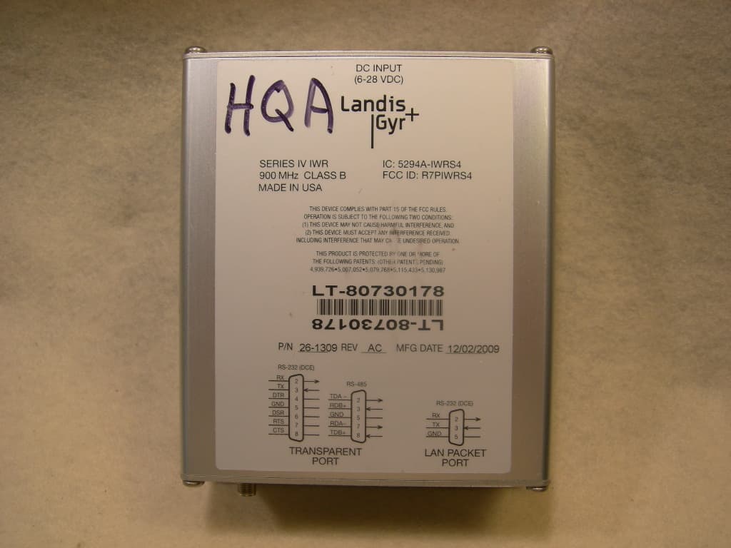 Gridstream DCIWR - FCC ID R7PIWRS4 - Landis+Gyr Technology, Inc.