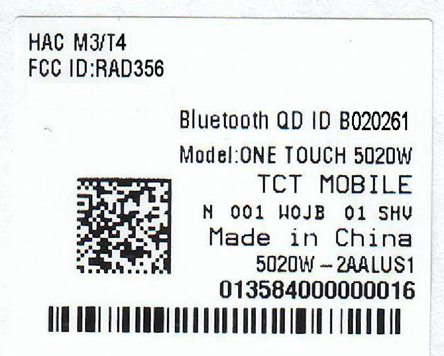 HSUPA/HSDPA/UMTS triband/GSM quadband mobile phone - FCC ID RAD356 - TCT Mobile Limited