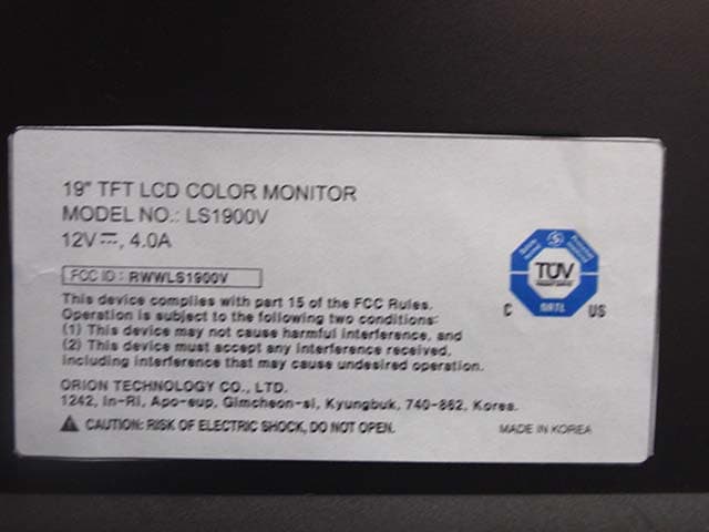 19" LCD Monitor - FCC ID RWWLS1900V - Orion Technology Inc. (2)