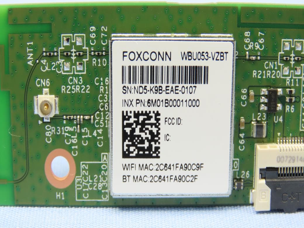 802.11a/b/g/n/ 2T2R with Bluetooth combo wireless module - FCC ID RX3-WBU053VZBT - Hon Hai Precision Industry Co., Ltd.