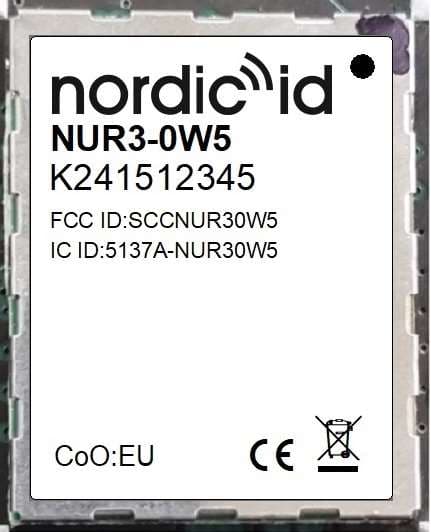 Nordic ID UHF RFID Radio module NUR3-0W5 - FCC ID SCCNUR30W5 - Nordic ID Oy