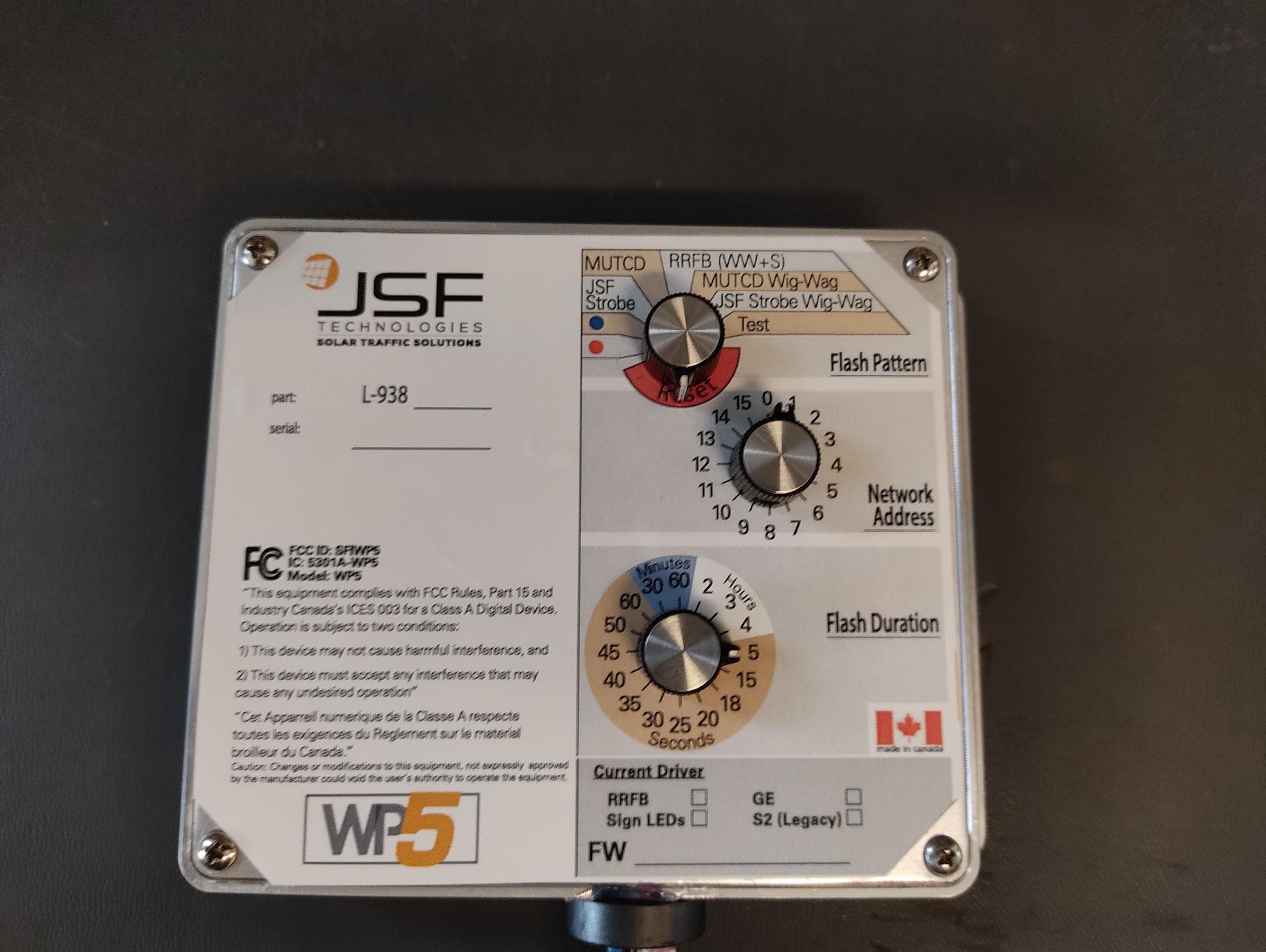The WP5 is a control module designed for wireless RF communication between other JSFT devices. Applications include crosswalk beacons and warning lights activated via contact-closure relay such as a push-button, sensor, and other devices. - FCC ID SFIWP5 - JSF Technologies (2)