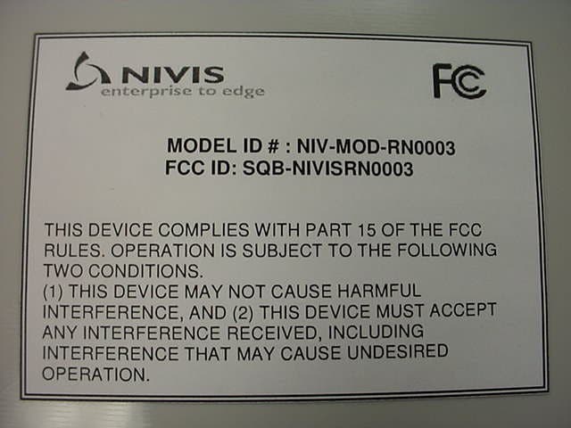 Networking Device - FCC ID SQB-NIVISRN0003 - HDJ WIRELESS ENTERPRISE, LLC  d/b/a NIVIS (2)