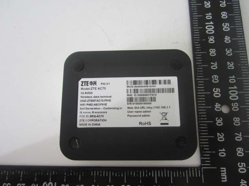 3G EVDO Wireless data terminal - FCC ID SRQ-AC70 - ZTE Corporation