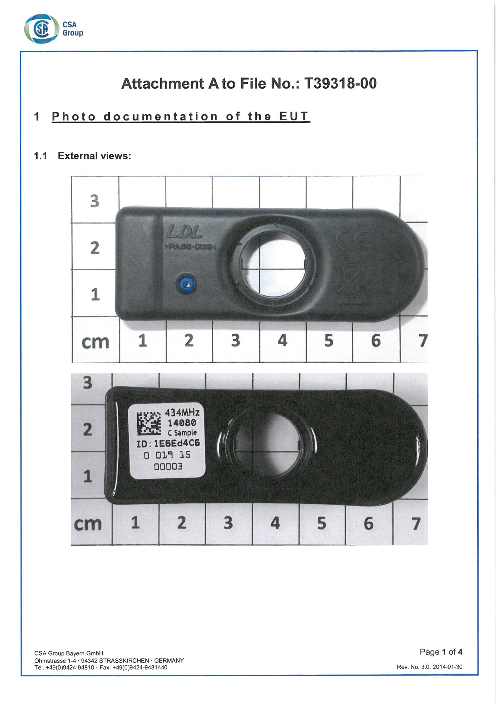 Tire Pressure Monitoring System - Tire Safety System - FCC ID T4514080 - LID Technologies S.A.S.