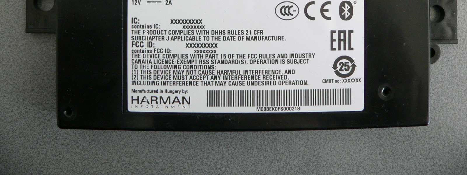 Hardware for Enhanced Remote-, Mobility- & Emergency Services - FCC ID T8GHERMES - Harman Becker Automotive Systems