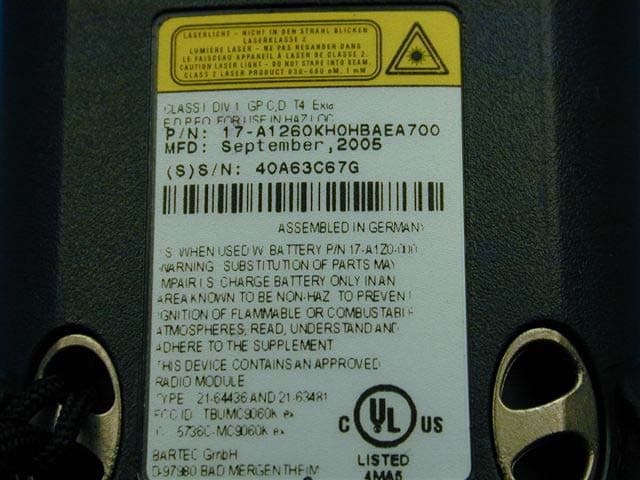 802.11 radio in dual transmitter handheld pc - FCC ID TBUMC9060KEX - BARTEC