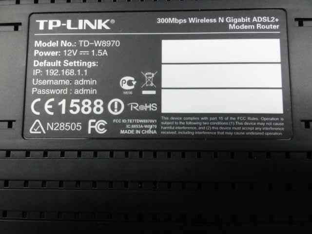 300Mbps Wireless N Gigabit ADSL2+Modem Router - FCC ID TE7TDW8970V1 - TP-Link Technologies Co., Ltd.