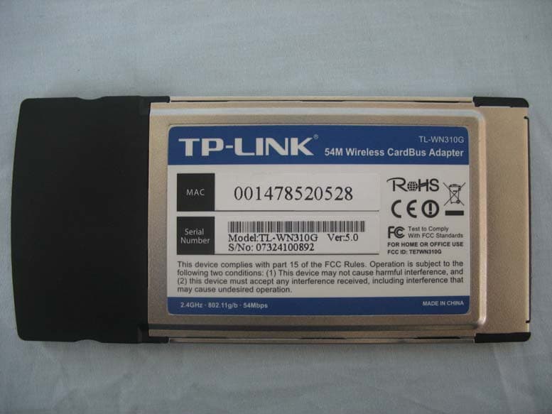 54M Wireless Cardbus Adapter - FCC ID TE7WN310G - TP-Link Technologies Co., Ltd. (1)