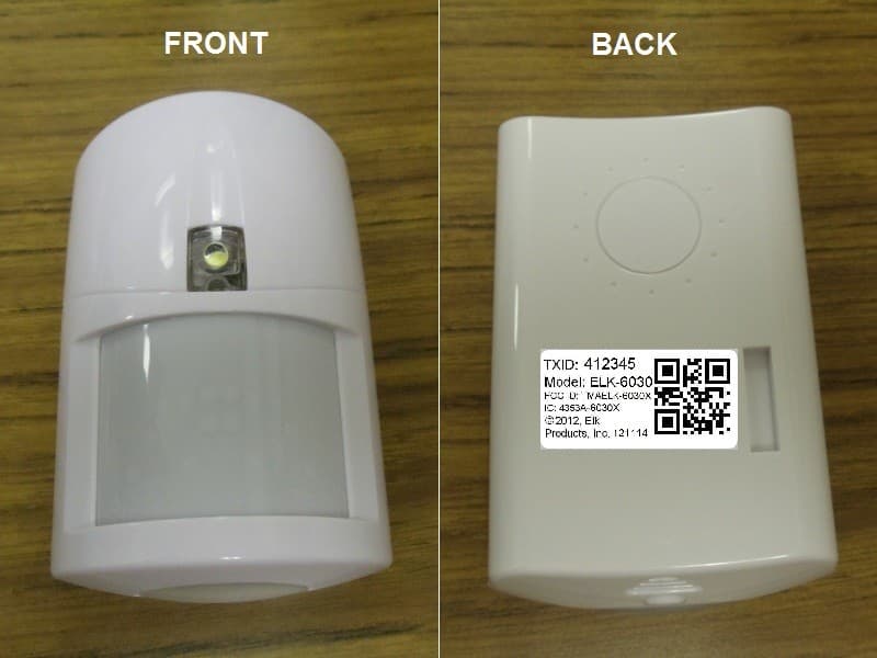 PIR Sensor - FCC ID TMAELK-6030X - ELK Products, Inc.