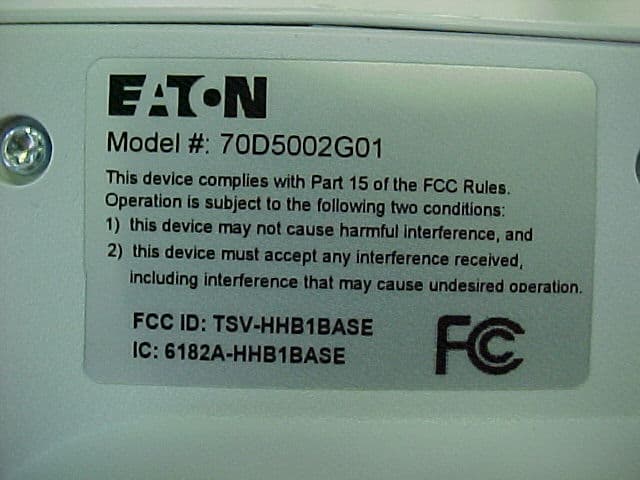 Home Security Base Station Transceiver - FCC ID TSV-HHB1BASE - Eaton Corporation
