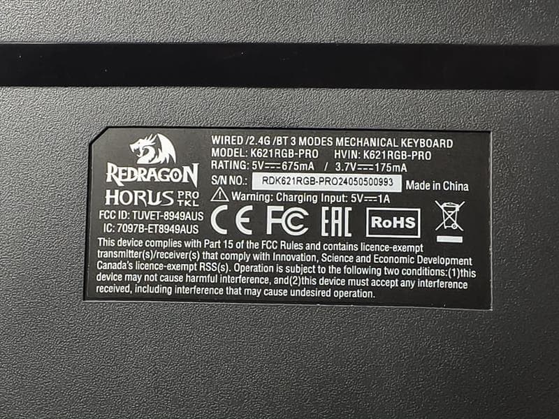 WIRED/2.4G/BT 3 MODES MECHANICAL KEYBOARD - FCC ID TUVET-8949AUS - Eastern Times Technology Co., Ltd.