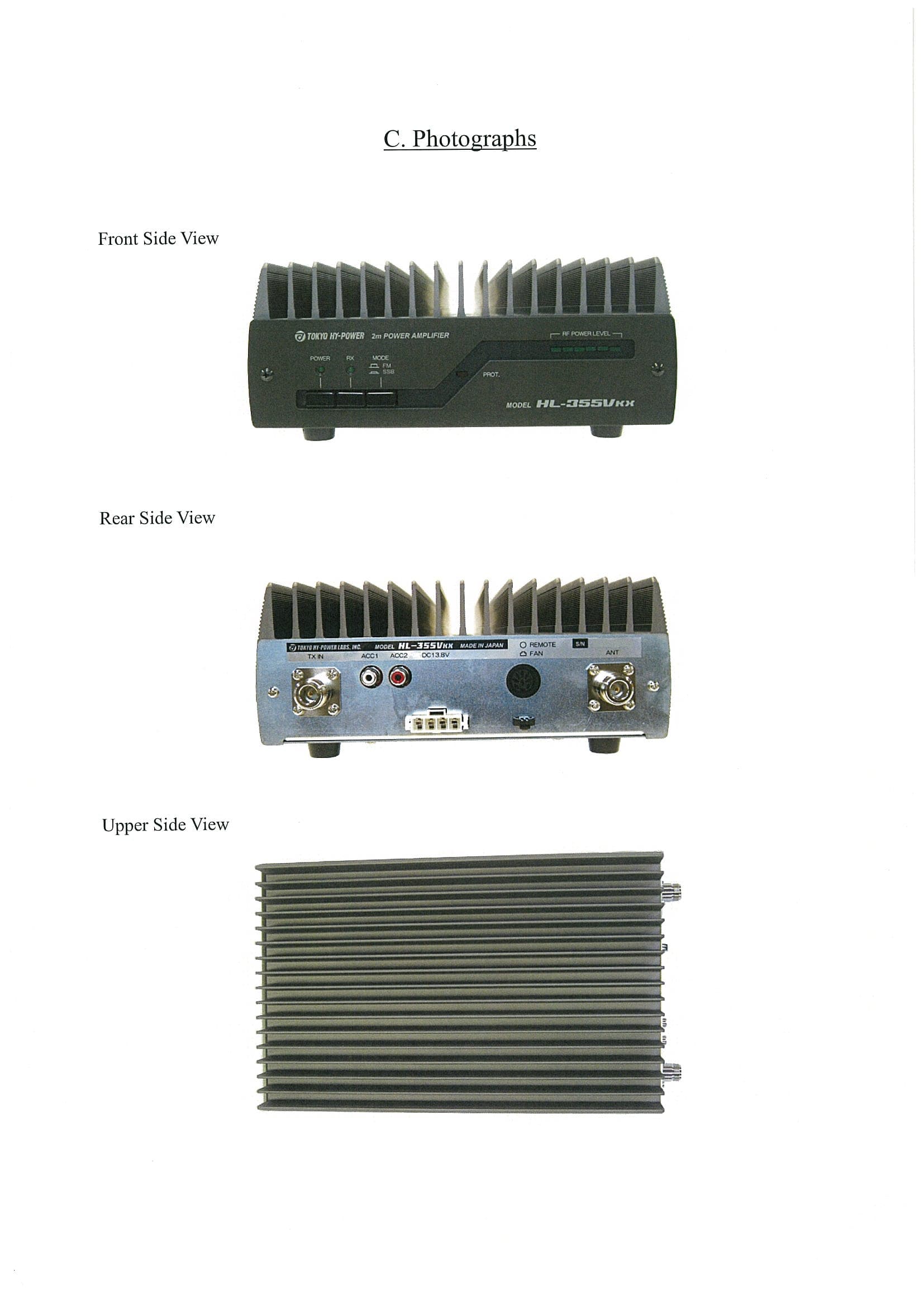 VHF AMATEUR RADIO AMPLIFIER - FCC ID UB9HL-355VKX - Tokyo Hy-Power Labs, Inc. (2)