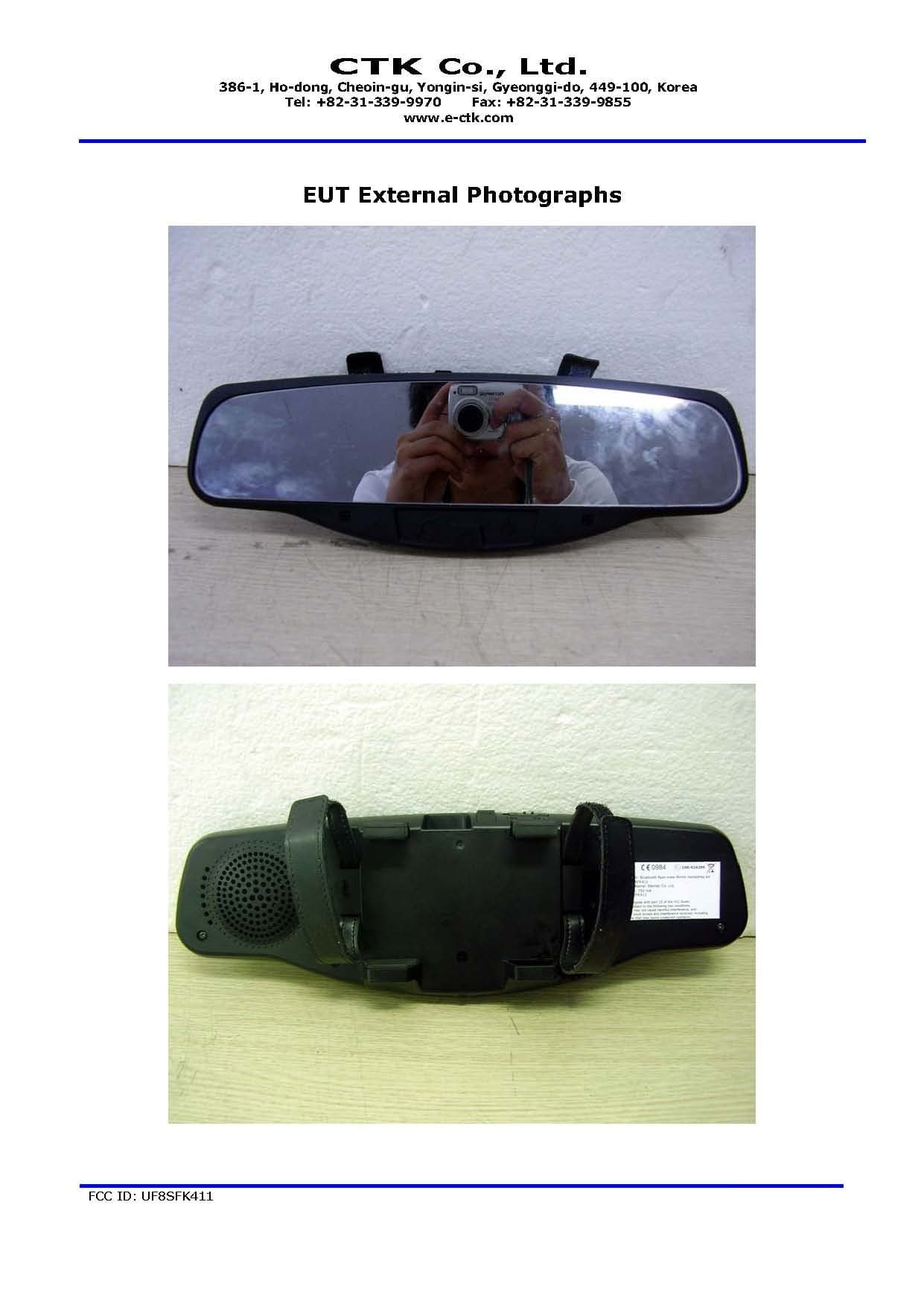 Bluetooth Rear-view Mirror Handsfree kit - FCC ID UF8SFK411 - Elentec Co.,Ltd.