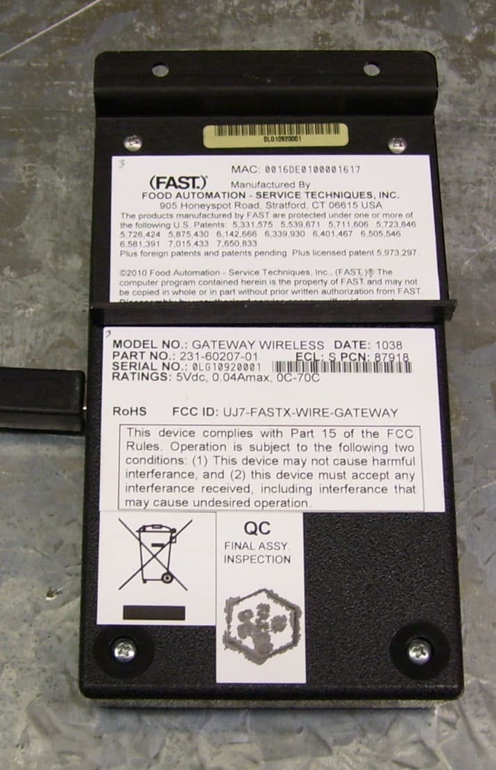 Food quality and supply chain monitor equipment - FCC ID UJ7-XWIRE-GATEWAY - Food Automation - Service Techniques, Inc.
