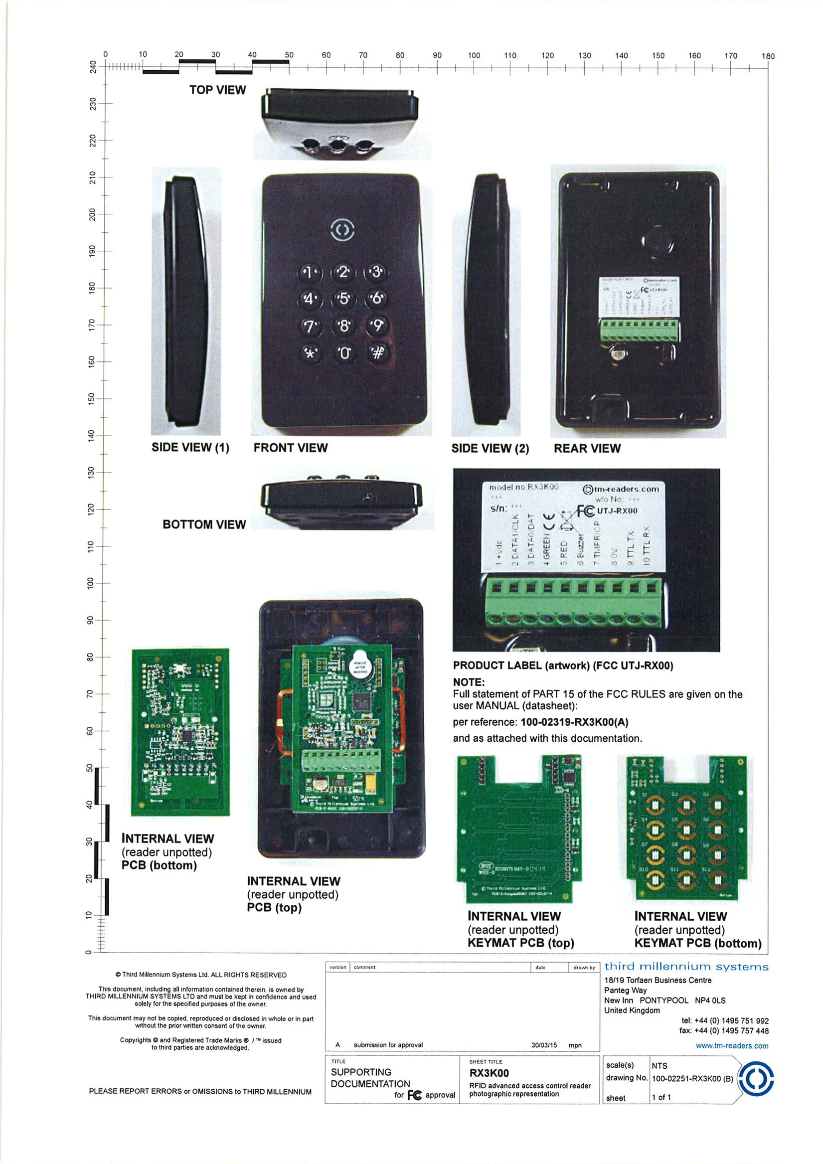 125kHz Access Control Reader - FCC ID UTJ-RX00 - Third Millennium Systems Ltd.