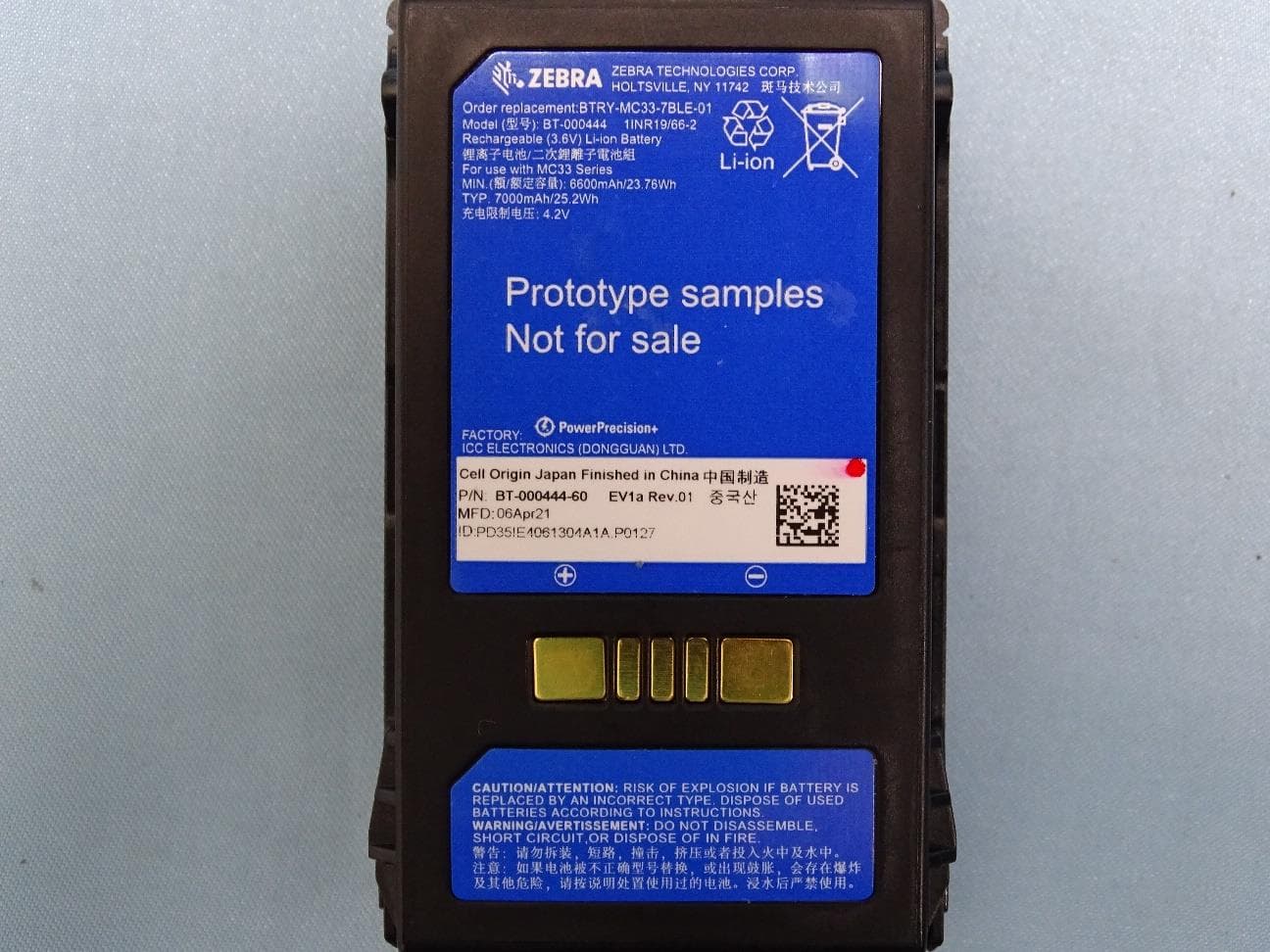 MC33 BLE Battery - FCC ID UZ7BT000444 - Zebra Technologies Corporation (2)