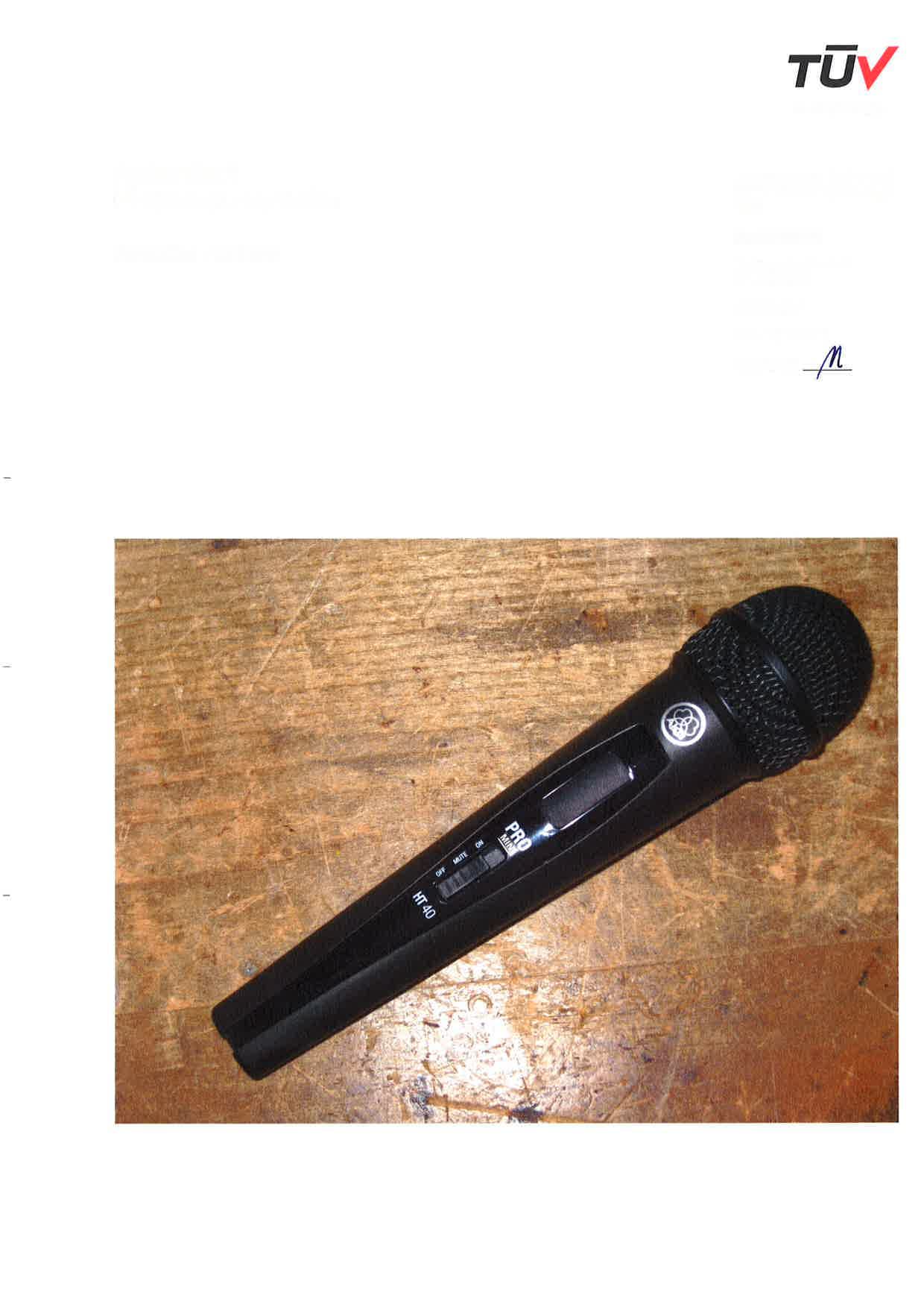 handheld wireless microphone transmitter - FCC ID V3THT40M - AKG Acoustics GmbH (1)