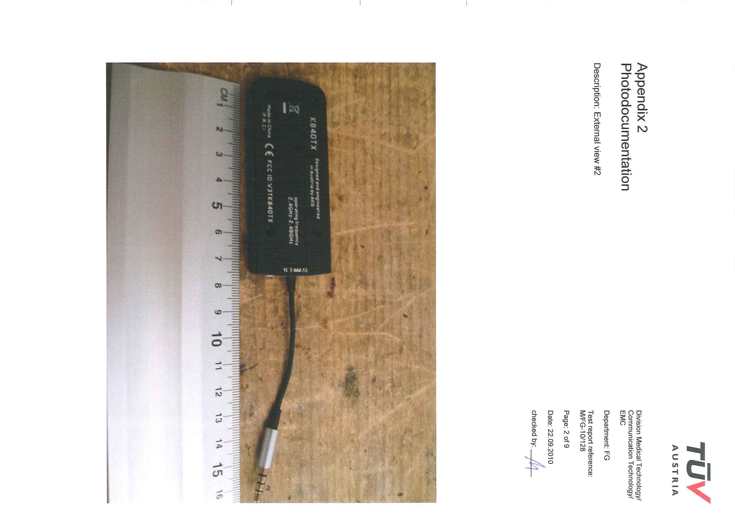 Digital Wireless Headphone Transmitter (K840TX) - FCC ID V3TK840TX - AKG Acoustics GmbH (1)