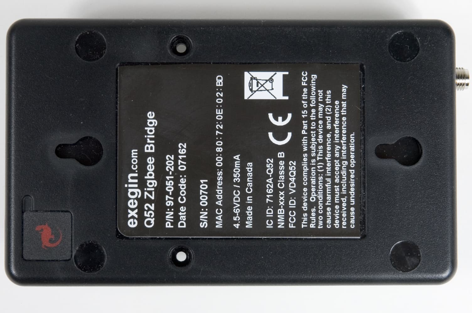 ZIGBEE BRIDGE DEVICE - FCC ID VD4Q52 - Exegin Technologies Limited