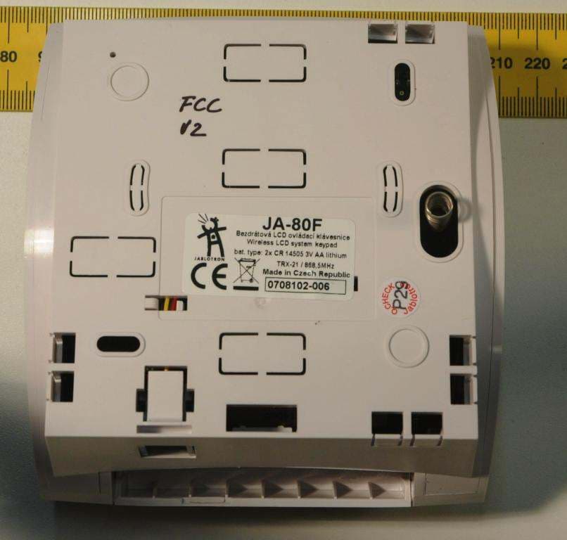 Wireless keypad with build-in RFID card reader - FCC ID VL6JA80F - Jablotron Ltd (1)