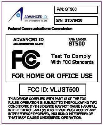RFID Reader - FCC ID VLUST500 - Advanced ID Asia Engineering Co. Ltd