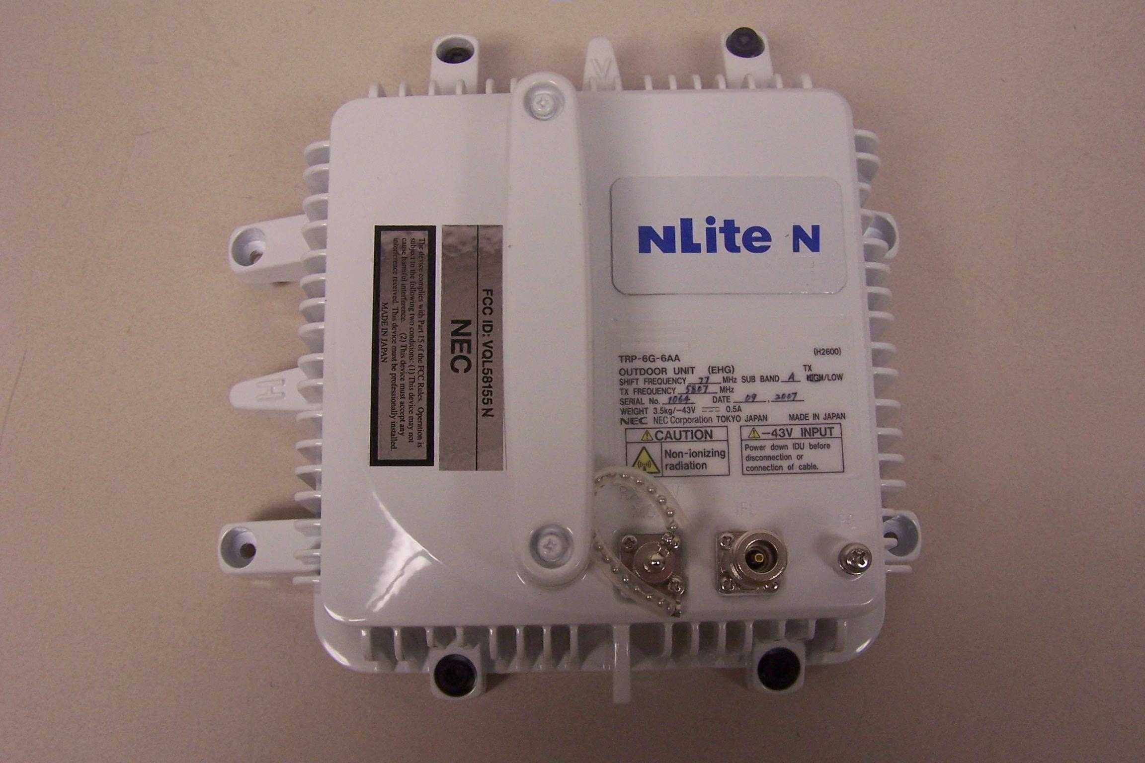 NLite N 5.8 GHz Digital Microwave Radio - FCC ID VQL58155N - NEC Corporation of America