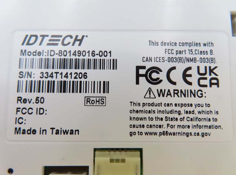 VP3300 OEM EXT - FCC ID WQJ-ID80149016 - ID TECH
