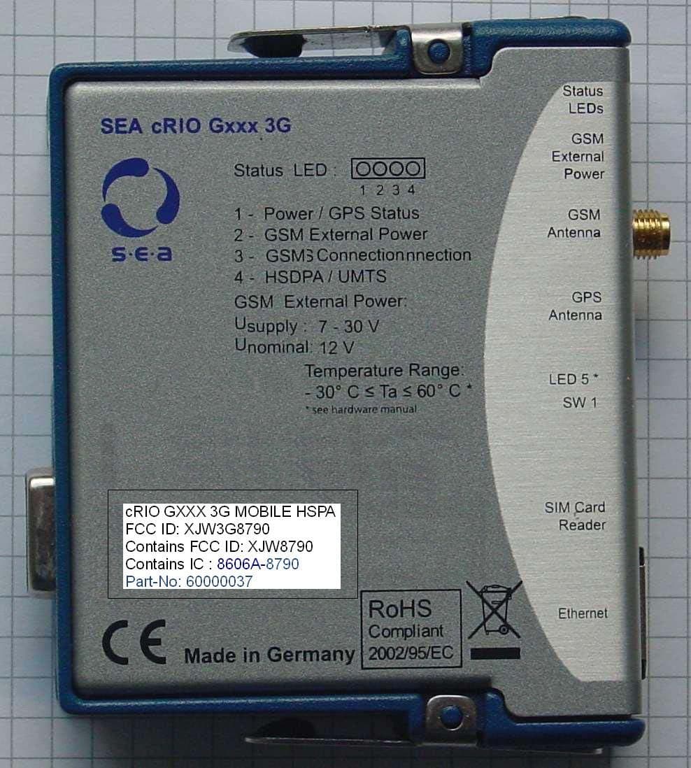 cRIO GXXX 3G Mobile HSPA - FCC ID XJW3G8790 - S.E.A. Datentechnik GmbH
