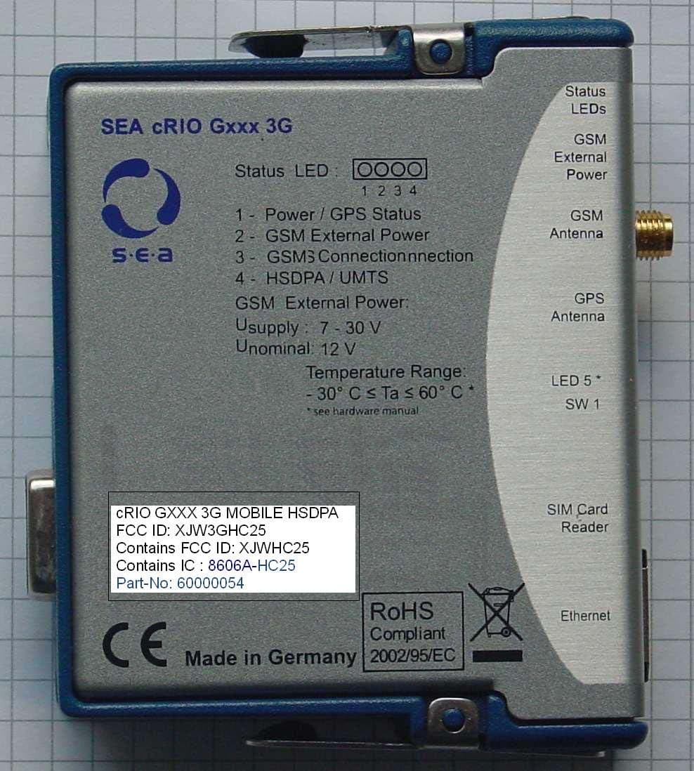 cRIO GXXX 3G Mobile HSDPA Module - FCC ID XJW3GHC25 - S.E.A. Datentechnik GmbH