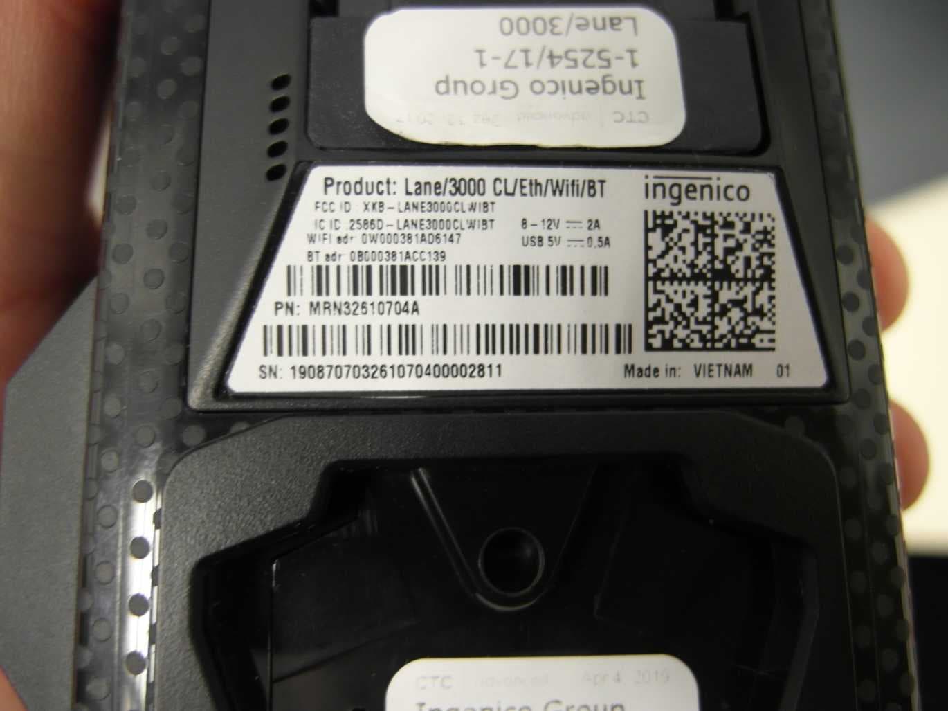 Payment terminal - FCC ID XKB-L3000CLWIBT - INGENICO (4)