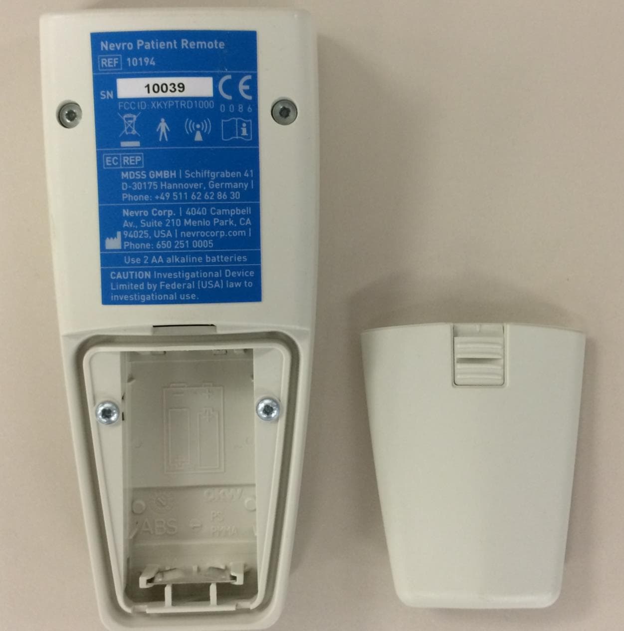 Patient Remote - FCC ID XKYPTRD1000 - Nevro Corporation