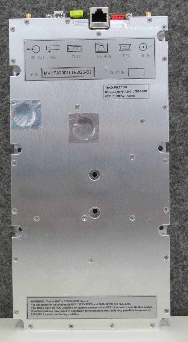 Very High Power Module Amplifier - FCC ID XM2-VHPA23N - Teko Telecom Srl