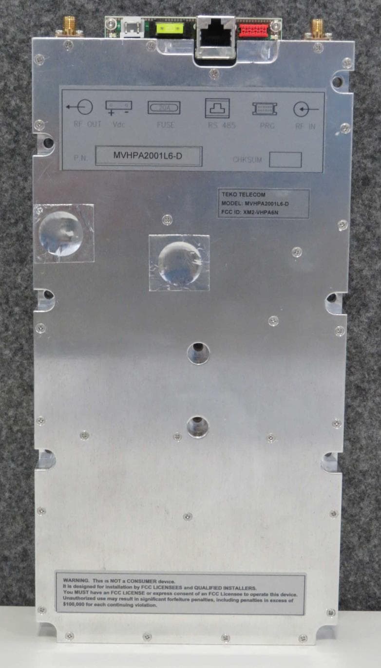 Very High Power Module Amplifier - FCC ID XM2-VHPA6N - Teko Telecom Srl