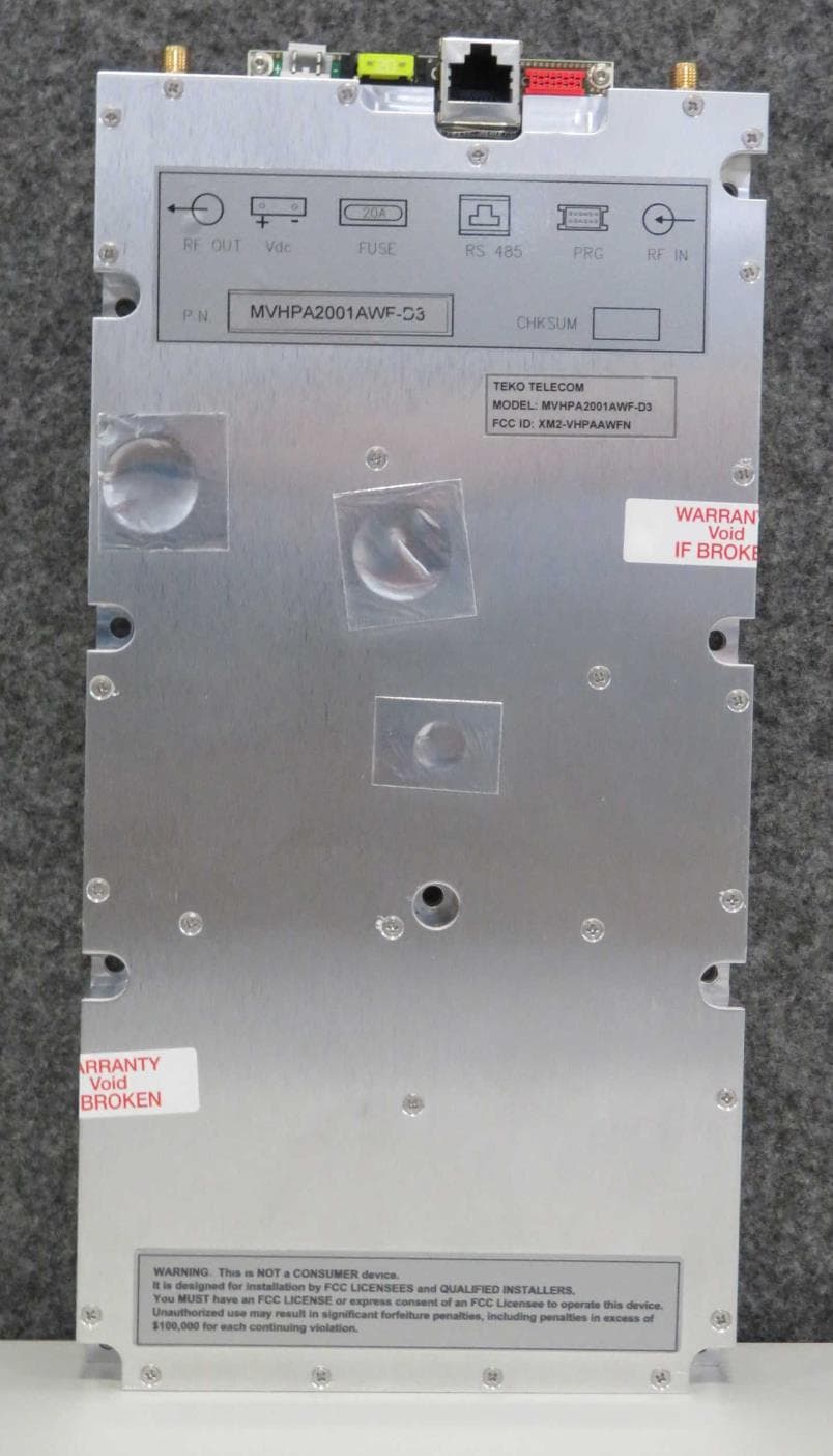 Very High Power Module Amplifier - FCC ID XM2-VHPAAWFN - Teko Telecom Srl