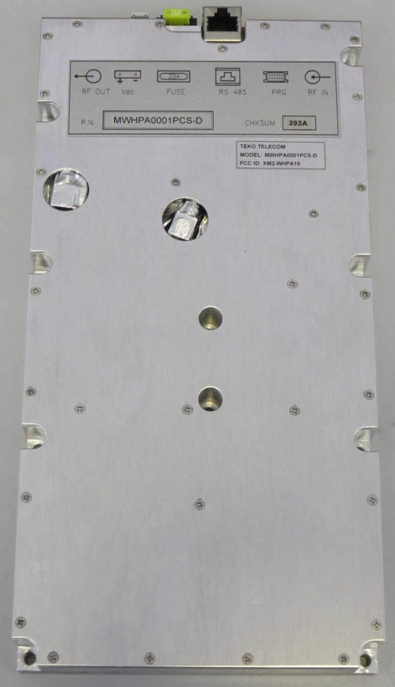 Very Very High Power Amplifier - FCC ID XM2-WHPA19 - Teko Telecom Srl