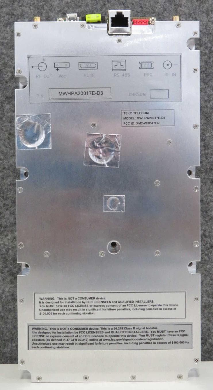 Very Very High Power Module Amplifier - FCC ID XM2-WHPA7EN - Teko Telecom Srl