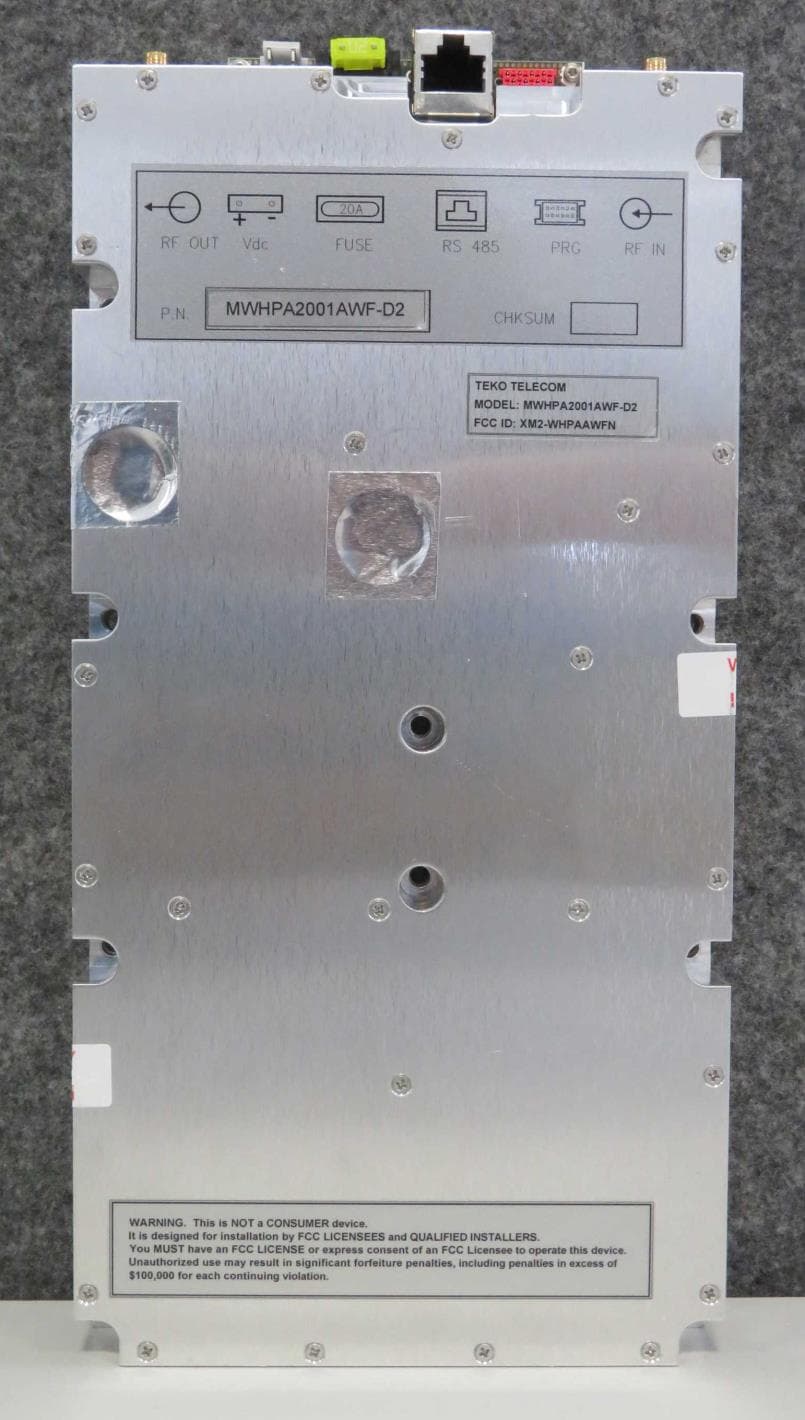 Very Very High Power Module Amplifier - FCC ID XM2-WHPAAWFN - Teko Telecom Srl